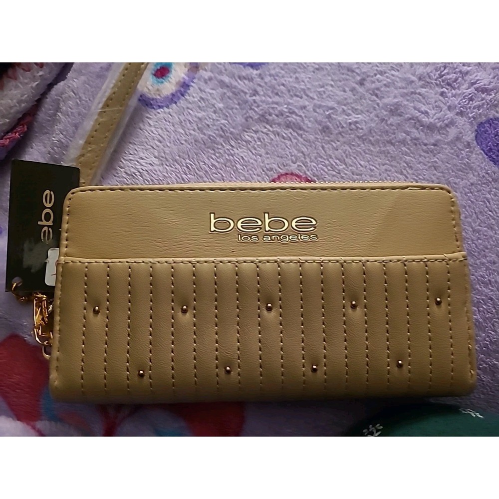 New With Tags bebe Los Angeles  Tan Wristlet With Studs